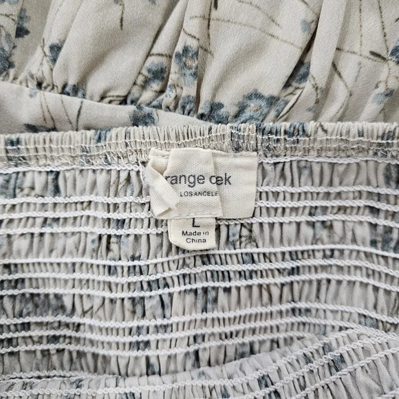 Orange Creek Long Sleeve Square Neck Ruched Midi Dress in Cream & Blue Floral - Picture 3 of 3